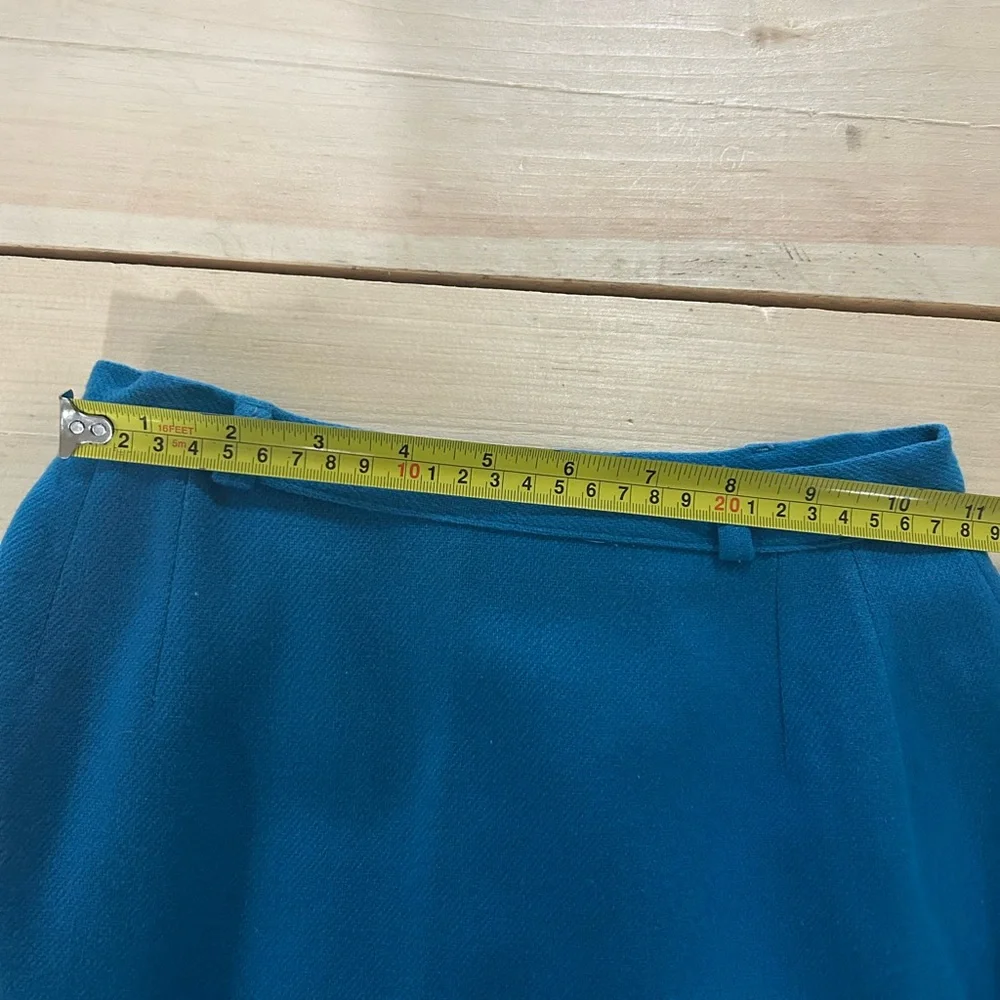 Vintage Vibrant Blue 100% Wool Secretary Pencil Mini Skirt FITS SMALL - Picture 8 of 8